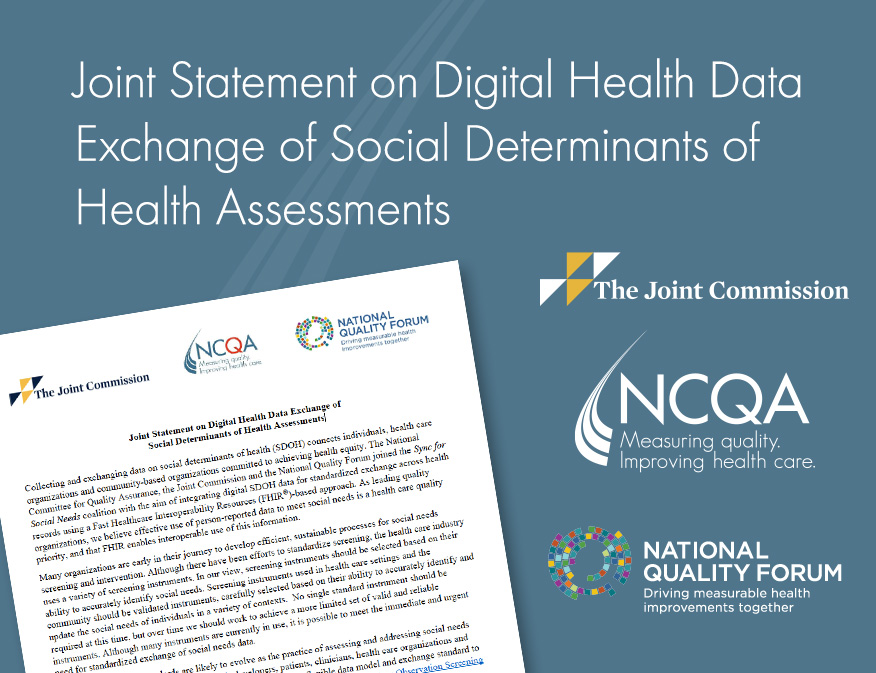 Social Determinants: Our Statement with TJC, NQF Was Just the Start - NCQA